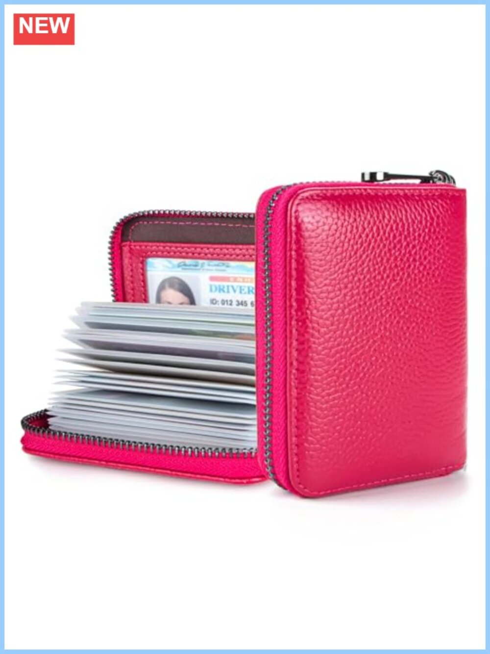 Genuine Leather RFID Blocking Card Holder Wallet with 20 Card Slots and ID
